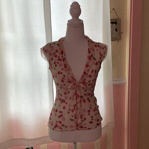 Express Pink and White Polka Dot Blouse